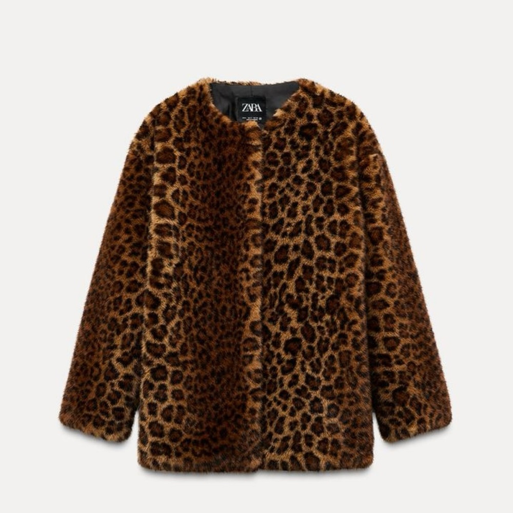 Faux Fur Animal Print Coat